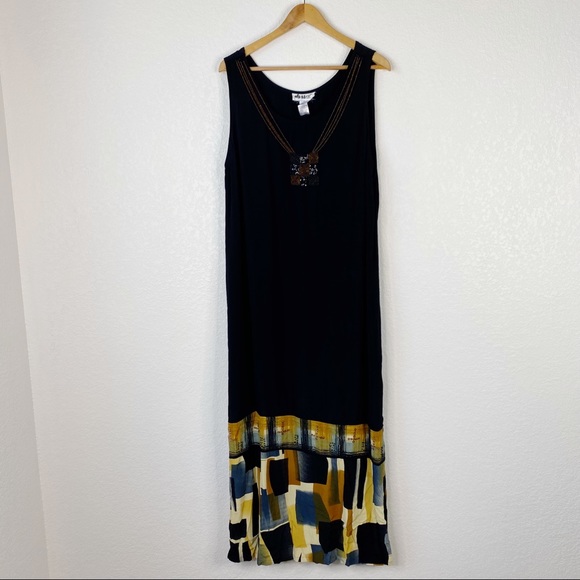 Vintage Dresses & Skirts - Vintage We Be Bop Beaded Art To Wear Maxi Dress